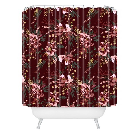 Wild Poppy Burgundy Shower Curtain Red - Deny Designs : Target