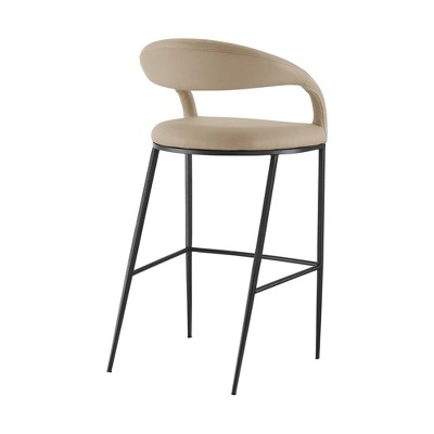 Ramona 26" Beige Faux Leather and Black Metal Counter Stool