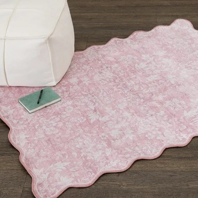 Racxily 36"x56" Feather Faux Fur Scalloped Indoor Accent Rug, Non Slip, Super Strong, Ideal for High Traffic Areas in Bedroom, Living Room