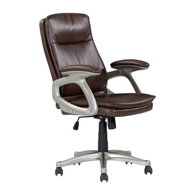 TiramisuBest Mid Back Brown Faux Leather Swivel Office Executive Chair, Modular Sectional Sofa with Storage, Sideboard Buffet Style Design f