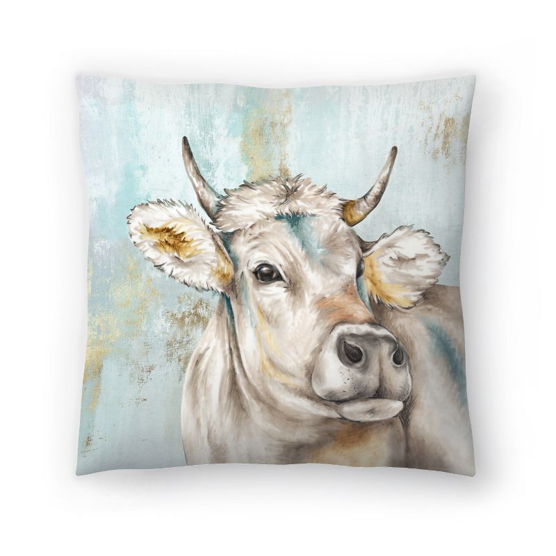 Americanflat Animal Headstrong Cow I By Pi Creative Art Throw Pillow, 1 of 6