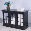 KWPZQEB Rustic Sideboard, Wooden Buffet Cabinet with Decorative Acrylic Mirrored Doors & Adjustable Shelf, Coffee Bar Cabinet for Dining Room, Black - 3 of 4