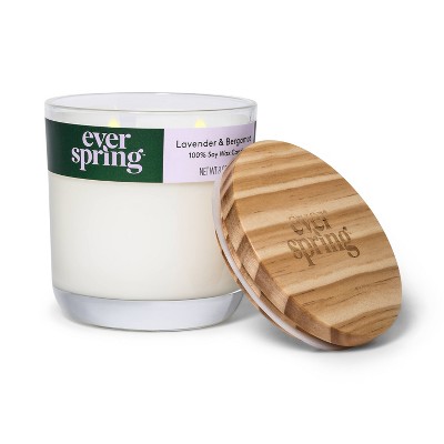 Lavender & Bergamot 8 oz Soy Wax Candle with Wooden Lid