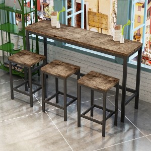4pcs/set Kitchen Dining Table And Chairsset 3pcs Chairs With 1pc Well-crafted Table For Home, Kitchen Dining Room - 1 of 3