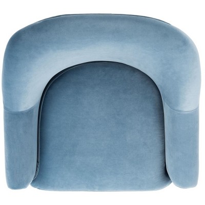 Rodrik Light Blue Velvet and Wood Accent Chair