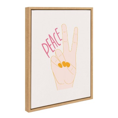 Sylvie Peace Natural Framed Canvas Wall Art 18" x 24"