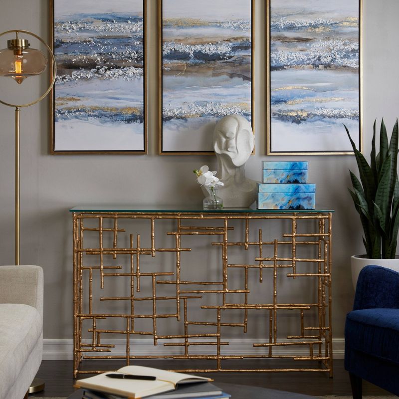 Contemporary Aluminum Console Table Gold - Olivia &#38; May, 3 of 7