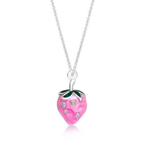 Chanteur Hypoallergenic Kids Jewelry Accessories Strawberry Pink Crystal White Gold Palladium Plating Necklace Pendant - 1 of 1