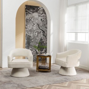 SEYNAR Modren Velvet 360 Degree Swivel Accent Arm Barrel Chair Set of 2 for Living Room - 1 of 4