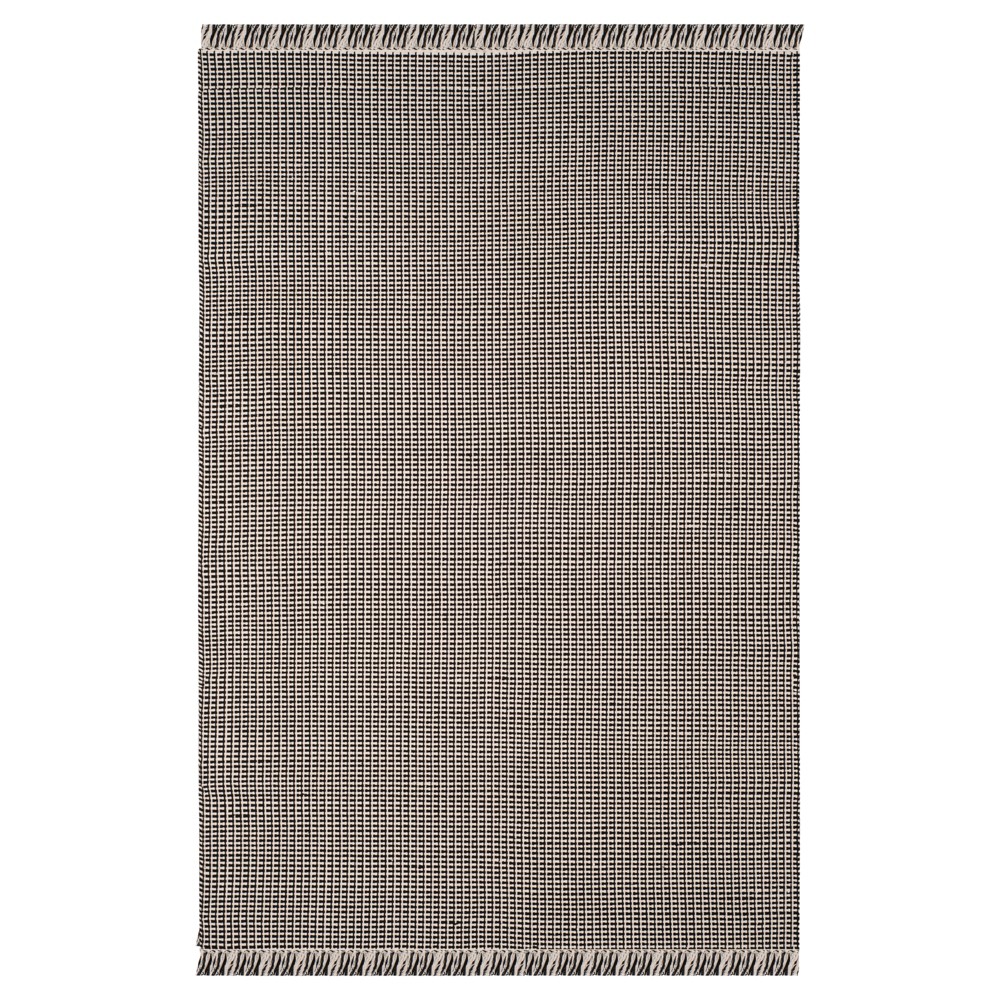 6'x9' Ivory/Black Stripe Flatweave Woven Area Rug - Safavieh