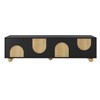 CLIHOME Farmhouse TV Stand for TVs up to 75", Cream Style Media Console with Rebound Device, Entertainment Center with 5 Solid Wood Legs - 3 of 4