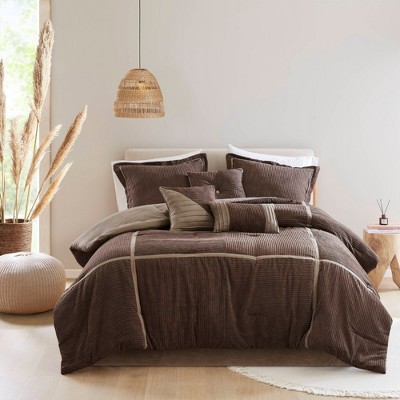 NicBex 7 Pcs Micro Corduroy Comforter Set Cozy Bedding Set, Dallas Bedding Comforter Sets with Brushed Fabric Reverse, Machine Washable