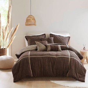 NicBex 7 Pcs Micro Corduroy Comforter Set Cozy Bedding Set, Dallas Bedding Comforter Sets with Brushed Fabric Reverse, Machine Washable - 1 of 4