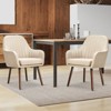 Tangkula Modern Dining Chairs Set of 2 Upholstered Kitchen Chairs with Rubber Wood Legs Thick Sponge Seat Non-Slipping Pads Arm Accent Chairs Beige - 2 of 4