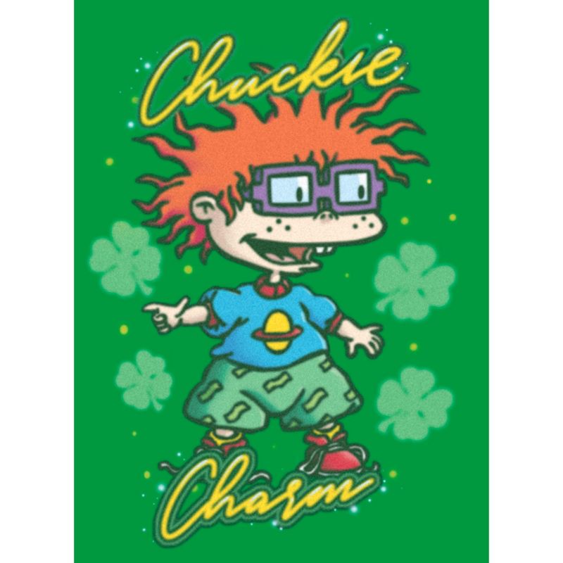 Juniors Womens Rugrats St. Patrick's Day Chuckie Charm T-Shirt, 2 of 5
