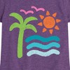 Girls' - Instant Message - Abstract Beach Scene Fitted Short Sleeve Graphic T-Shirt - 2 of 4