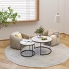 MYINDA 27.6-inch Round End Table, Wooden Marble Patterned Table Top, Sturdy Metal Frame,for Living Room - 3 of 4