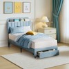 Kids Bed Frame,Twin Kids Bed Frame with Bookcase Headboard, Velvet Upholstered Platform Bed Frame with Under-Bed Drawer - 2 of 4