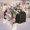 Puleo 3' Pre-lit Flocked Decorated Christmas  Artificial Mailbox Swag - 2 of 4