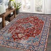 Washable Area Rug for Bedroom Vintage Low Pile Carpet Non-Slip Stain-Resistant No-Shedding Distressed Orange Dining Rugs - 2 of 4