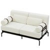 CAVINAS 59 Inch Velvet Sofa Bed with Flexible USB Ports,Upholstered Loveseat Sofa with Cylindrical Armrests for Living Room,Bedroom - 4 of 4