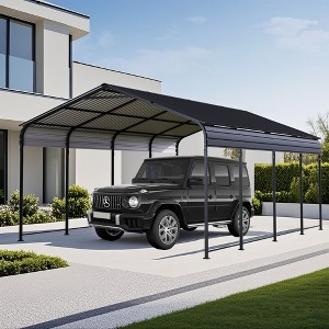 12x20 FT Metal Carport with Galvanized Steel Roof,Heavy Duty Carport Shelter for Cars Trucks and Boat,Outdoor Steel Carport with Enhanced Base-Koiai - 1 of 4