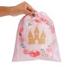 Blue Panda 12 Pack Pink Drawstring Party Favor Bags for Princess Birthday Party, Castle and Rose Print (10 x 12 In) - image 4 of 4