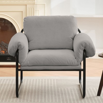 Hyleory Moore Metal Lambswool Upholstered Accent Chair for Bedroom Reception Area Reading Room Living Room