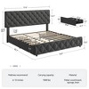 Whizmax King size Bed Frame with 4 Storage Drawers and Headboard, Linen Upholstered Bed Frame with Wooden Slats Support,  No Box Spring Needed - 2 of 4