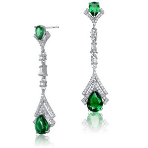 Guili Sterling Silver Rhodium/White Gold Plated Drop Earrings with Colored CZ Stones in Elegant Designs for a Sophisticated Statement Look - 1 of 3