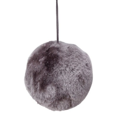 Northlight Lilac Gray Fuzzy Fur Hanging Christmas Ball Ornament 3.5" (90mm)