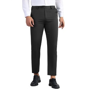 INSPIRE CHIC Men's Slim Fit Solid Stretch Flat Front Expandable Waist Work Business Pants - 1 of 4