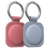 Vena 2 Pack Leather Case for Apple AirTag Holder Keychain Cover, Blue and Pink - 2 of 4