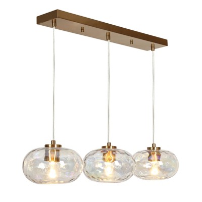 LNC Chrysaorican 3-Lights 31.5"Modern Luxury Iridescent Globe Glass Kitchen Island Lights