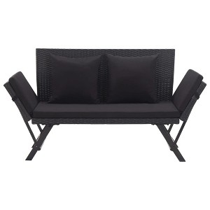 vidaXL Outdoor Sun Bed Black Poly Rattan Standard Convertible Furniture - 1 of 4