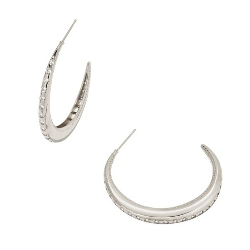 Kendra Scott Josie Rhodium Over Brass Hoop Earrings - Silver