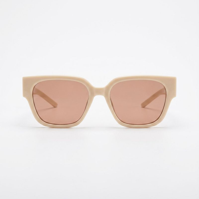 Cherie Code Retro Square Sunglasses, Cream Beige Frame, UV400 Protection
