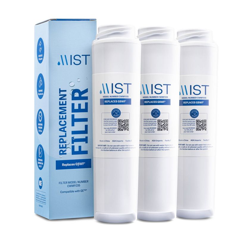 Mist GSWF Compatible with GE GSWFDS, 100749-C,100810/a Refrigerator Water Filter (3pk), 1 of 6
