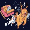 Junior's Design By Humans Christmas santa cat By ArtStyleAlice T-Shirt - 2 of 3