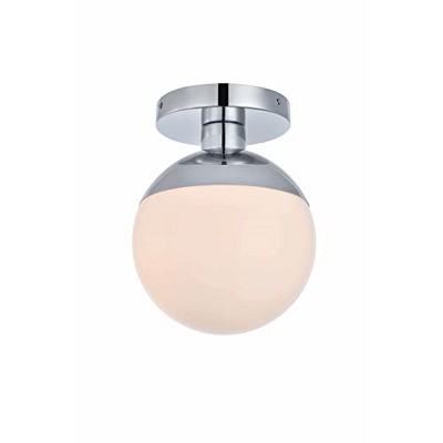 Eclipse Black and Frosted Glass Flush Mount Light