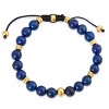 Crucible Men's Lapis Lazuli Stone and Gold Plated Steel Bead Adjustable Bracelet (8mm) - 2 of 4