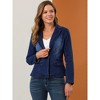 INSPIRE CHIC Women's Notched Lapel Button Up Long Sleeve Washed Denim Blazer - 2 of 4