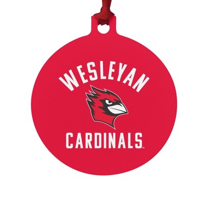 Wesleyan University Cardinals Logo Aluminum Holiday Christmas Tree Ornament
