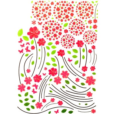 Slickblue Flowers Wonderland Wall Decals - Waterproof Vinyl Stickers for Living Room, Bedroom Décor - 19.6"x27.5"