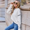 Women's Cozy Cream Knit Sweater with Black Dash Sleeve Detail - Cupshe - 2 of 4