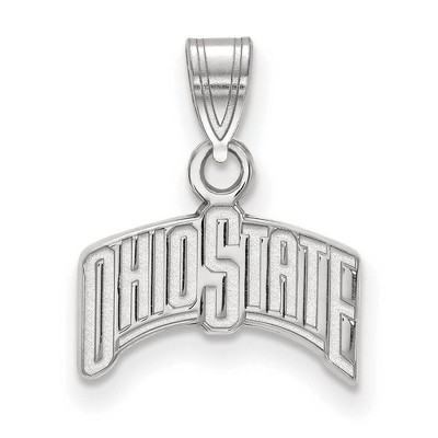 Black Bow Jewelry 10k White Gold Ohio State Buckeyes NCAA Small Pendant