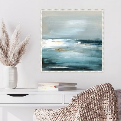 22"x22" White Framed Abstract Seascape Canvas Print