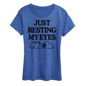 Women's - Peanuts - Resting My Eyes Snoopy Short Sleeve Graphic T-Shirt - 1 of 4