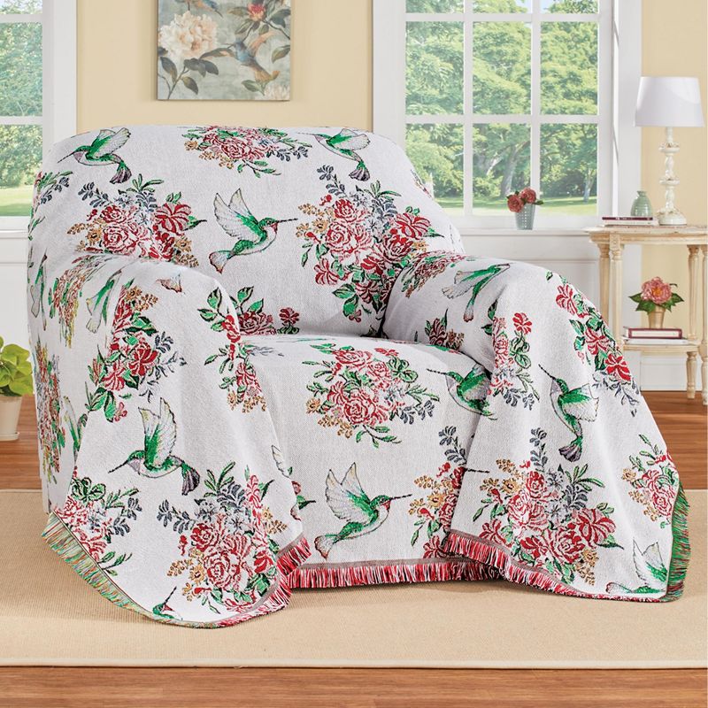 Collections Etc Hummingbird Floral Furn Throw, 2 of 3