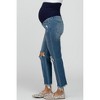 PinkBlush Blue Frayed Wide Leg Cropped Maternity Jeans - 4 of 4